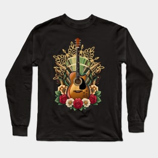 Electric guitar background mandala 27 Long Sleeve T-Shirt